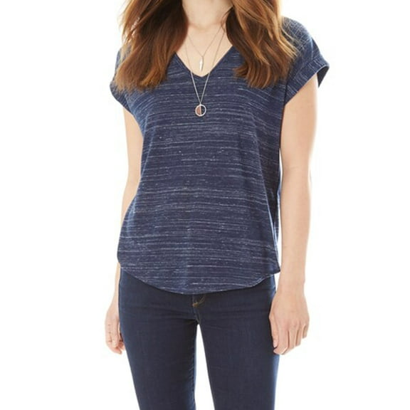BCX Juniors Ruched Back Striped With Necklace Tee