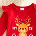 thumbnail image 6 of CAICJ98 My First Christmas Baby Girl Outfit Newborn Ruffle Long Sleeve Romper Flare Pants Set with Headband Infant Fall Winter Clothes, Size 12-18 Months, 6 of 8