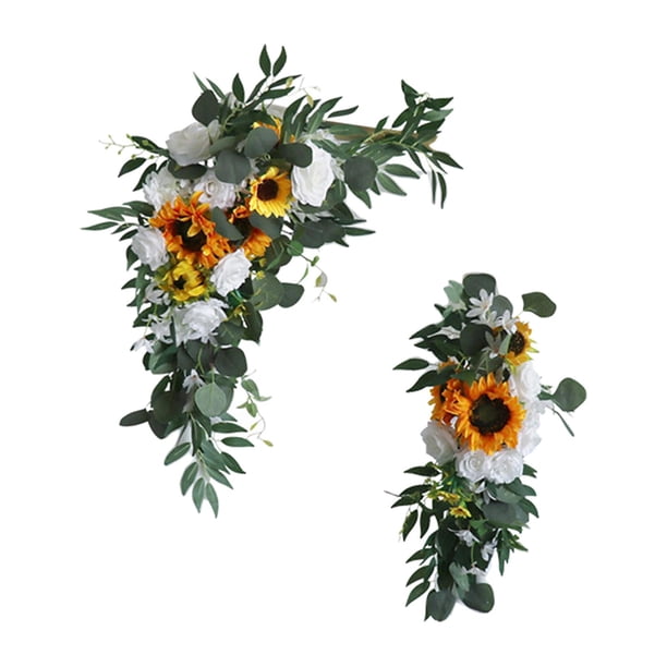 2 piezas de arco de flores artificiales colgantes para arreglos florales decorativos. rosa girasol