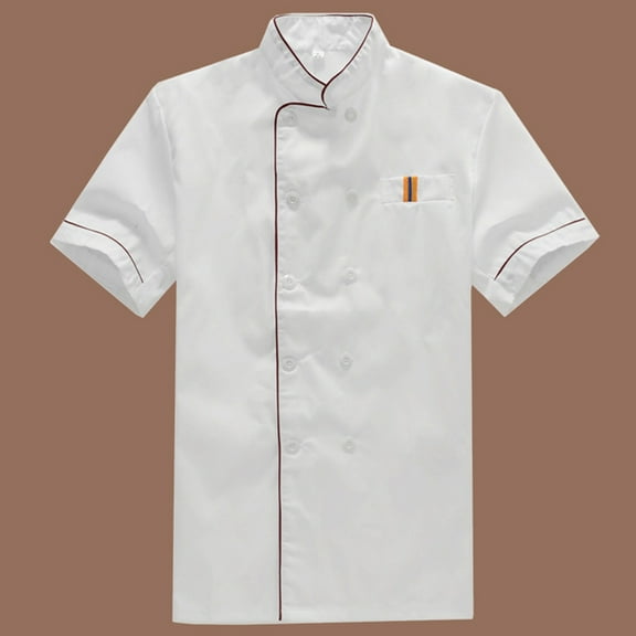 LEORX 1Pack Chef Shirt Unisex White Short-sleeved Stand Collar for Professional Chefs
