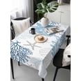 thumbnail image 6 of Navy Blue Coastal Turtle Table Cloth, Ocean Coral Nautical Waterproof Tablecloth for Rectangle Tables, Reusable Washable Fabric Table Cover for Restaurant Kitchen Dining Tables 60"x120", 6 of 6