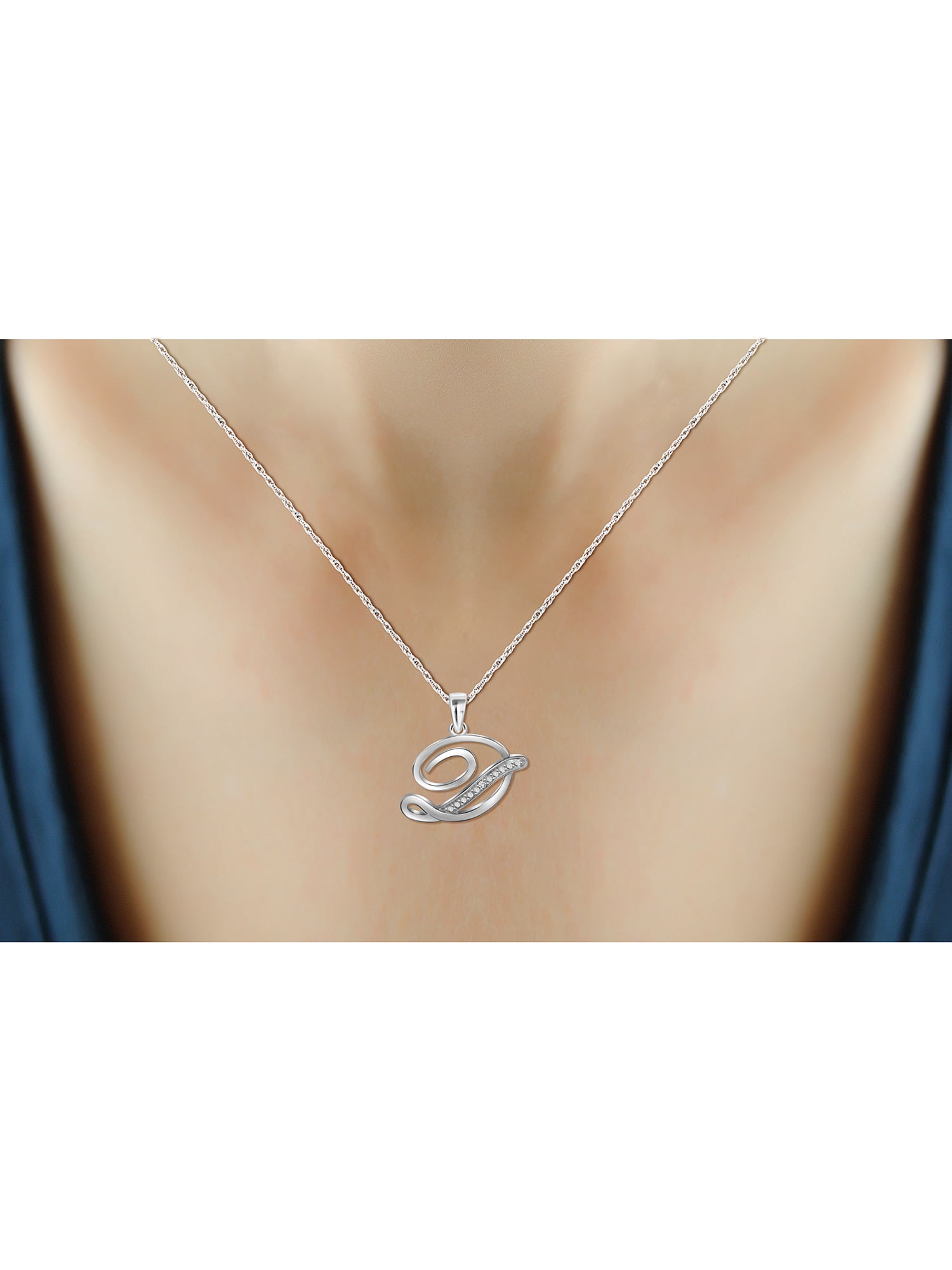 JewelersClub Accent White Diamond Initial Letter Pendant Necklace for Women | Customizable .925 Sterling Silver D Alphabet Monogram Necklaces for Girls | Personalized Jewelry Gift for Her