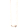 thumbnail image 3 of Stainless Steel Cable Necklace with Pendants Chain Chisel Polished Rose IP-plated CZ Sideways Cross on a 21.25 inch 4.25in extension 20 mm, 3 of 5