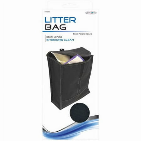 Custom Accessories Black Litter Bag holds trash keeping vehicle clean, Each