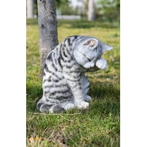 Hi- Line Gift 87698-B American Shorthair Washing Grey Tabby Cat Statue