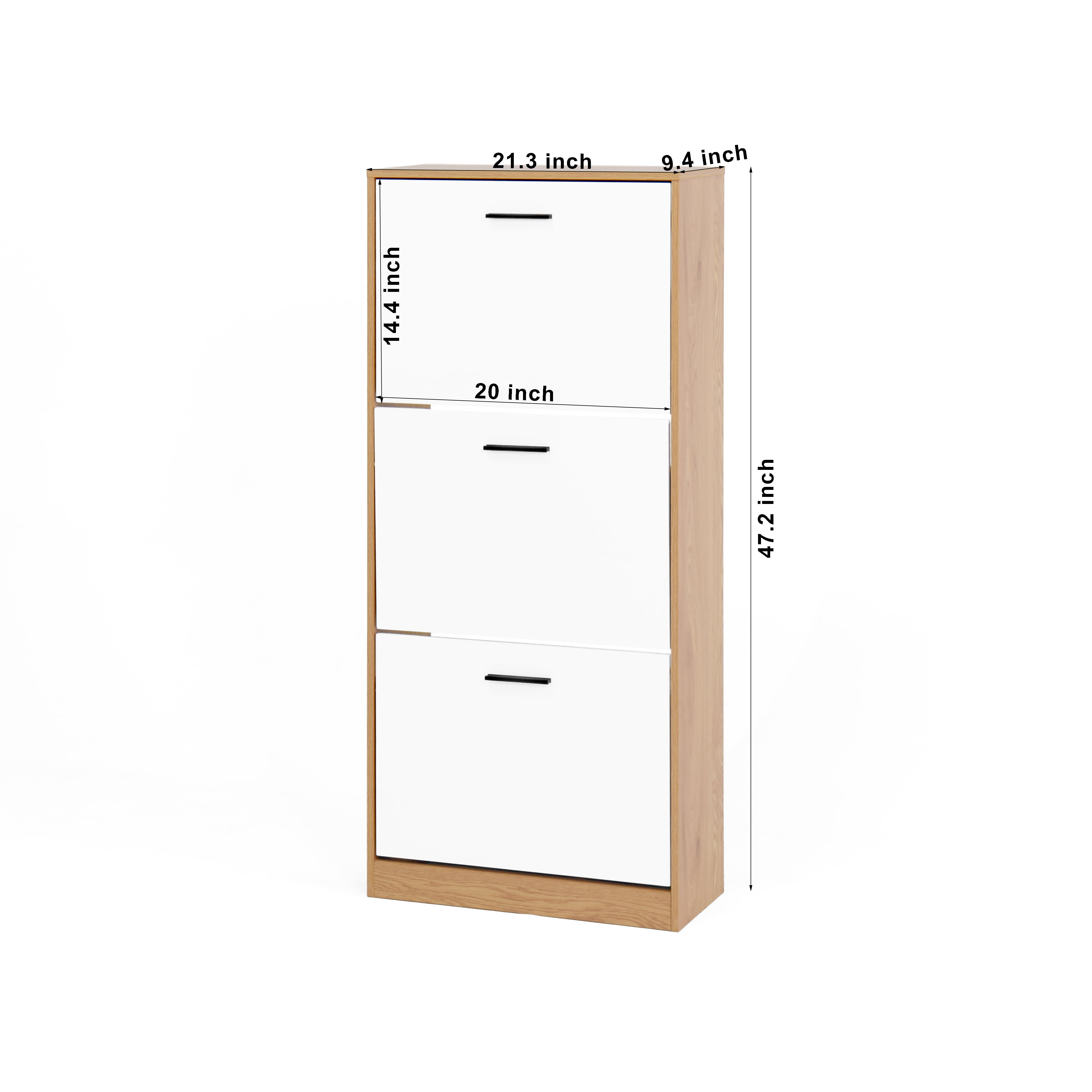 MAYEERTY 4-Tier Shoe Cabinet with Drawer, Freestanding Wooden Storage with Adjustable Shelves, Natural