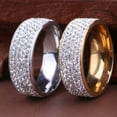 thumbnail image 4 of AYYUFE Unisex Men Women Five Rows Rhinestones Inlaid Wedding Band Knuckle Couples Ring Metal Silver, 4 of 8