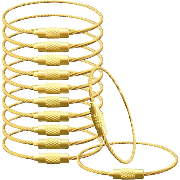 Wire Keychain Cable Stainless Steel, Golden Cable Key Ring, Keychain Lock for Keys, Luggage Tags & Travel Accessories