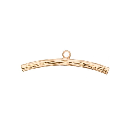 - Curved Tube Bead With Single Ring, Fancy Diamond Cut Pattern, Gold-Finished Brass 24x2mm Sold per pkg of 15