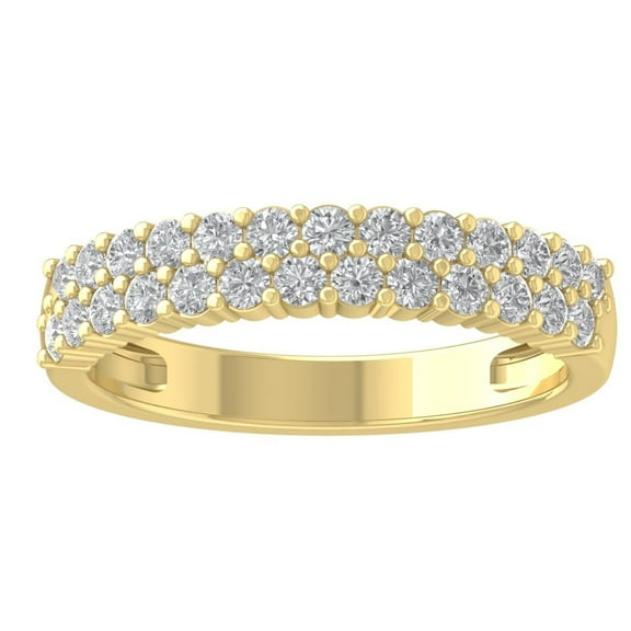 Araiya 14K Yellow Gold Diamond Half Eternity Band Ring for Women (1 cttw, I-J Color, I2-I3 Clarity), Size 7
