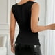 thumbnail image 4 of mfyjkho Camisetas Sin Mangas Para Mujer, Cuello Colgante De Color Liso Con Pliegues Laterales Para Mujer, Primavera Y Verano Tops Casuales Para Mujer L, 4 of 4