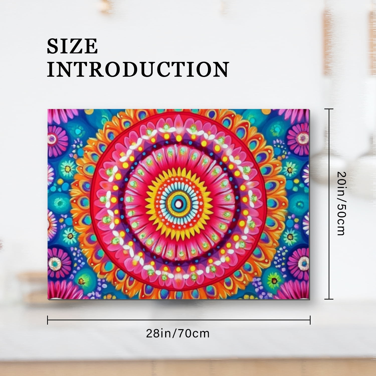 Square Ceramic Cooktop Cover for Stovetop, Floral Mandala Colorful Print Multipurpose Countertop Protector Mat, Waterproof Dustproof Oilproof Stove Cover Pad for Kitchen RV (28×20 Inch)