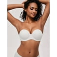 thumbnail image 5 of Deyllo Women's Strapless Bra Padded Cup Push Up Plus Size Full Coverage Underwire Support Invisible Bra,White 34DDD, 5 of 7