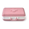 thumbnail image 2 of Petite boîte à médecine, petite casse de médicament paille de blé et pp PP 6 compartiments durables pour le travail rose, 2 of 7