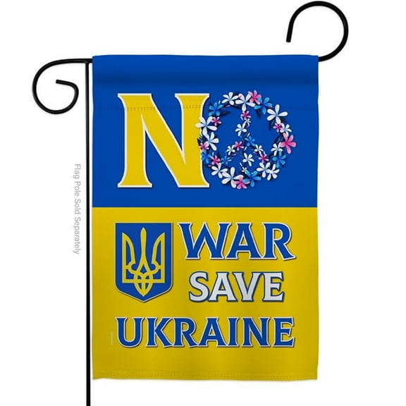 Breeze Decor  No War, Save Ukraine Support Cause 13 x 18.5 in. Double-Sided Decorative Vertical Garden Flags for House Decoration Banner Yard Gift