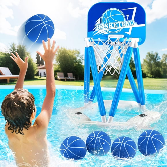 Canasta de baloncesto para piscina Thusine Floating para niños de 3 a 12 años con 4 pelotas