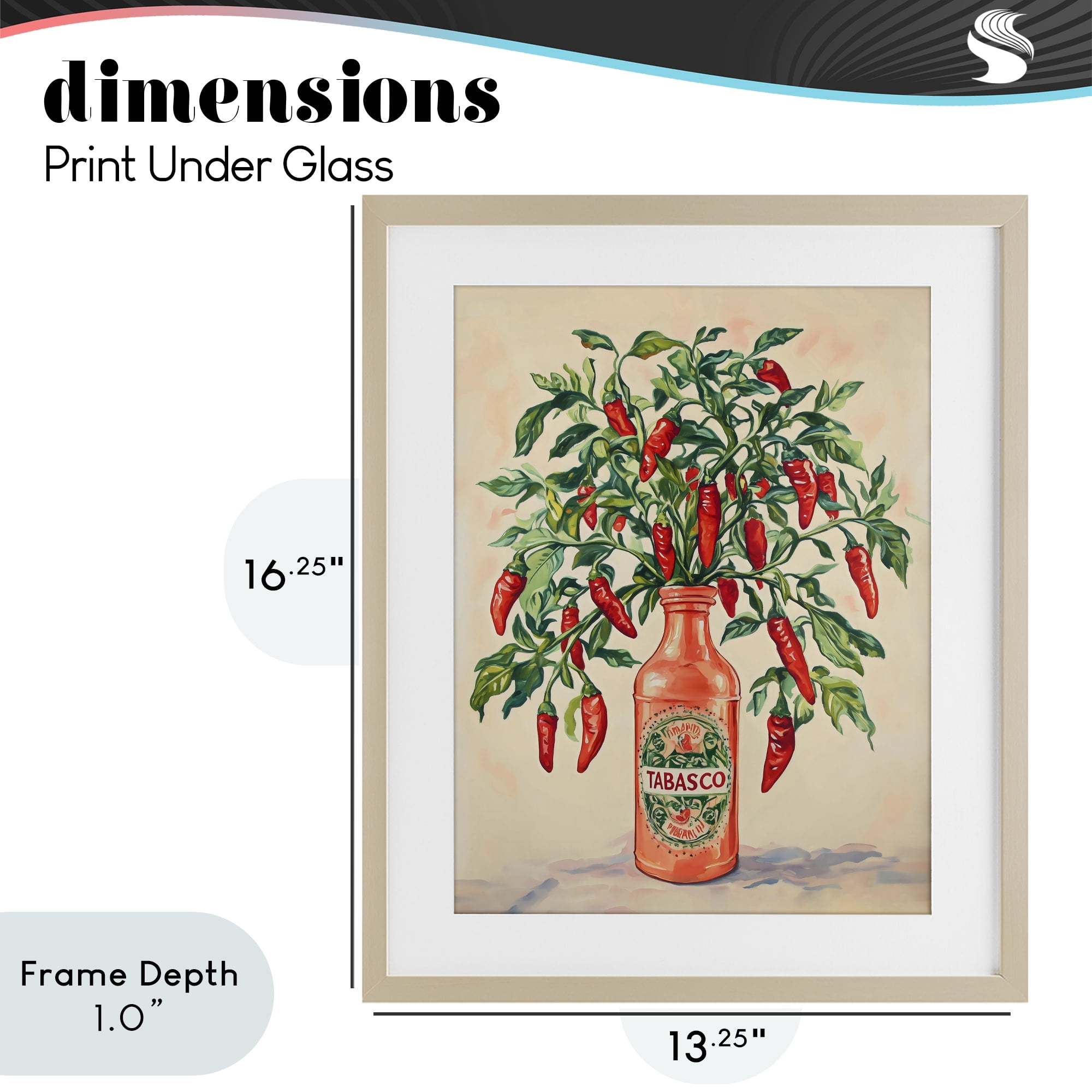Stupell Industries Chili Peppers in Hot Sauce Vase Birch Framed Print Under Glass, design by The Prints Vibe