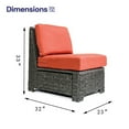 thumbnail image 3 of Krikacy Outdoor Wicker Armless Sofa Chair, All-Weather HDPE Wide-Seated w/Thick Cushions, Orange, 3 of 8