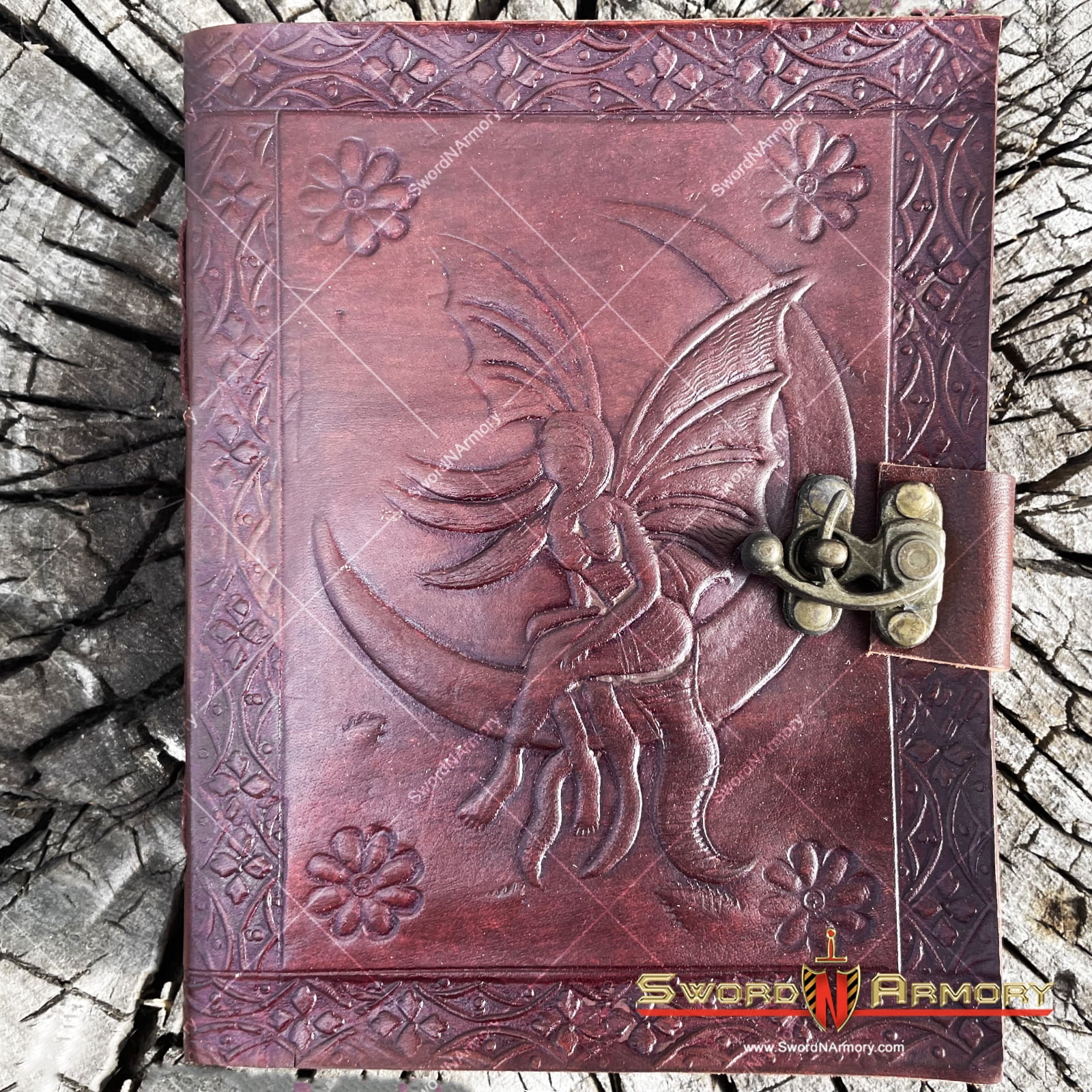 Medieval Genuine Leather Journal Diary Parchment Paper Notebook Brown Moon Fairy