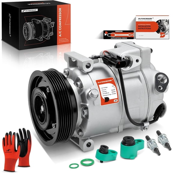 A-Premium Air Conditioner AC Compressor with Clutch Compatible with Hyundai Genesis 2009-2013, Equus 2011-2013, 3.8L 4.6L 5.0L, VS18E Style, 6 Grooves