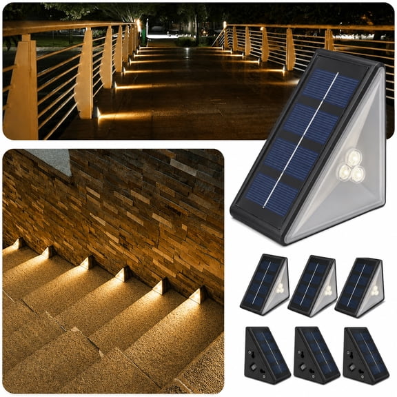 PUCACHI Solar Stair Lights 6 Pack, Outdoor Waterproof IP67, LED Outdoor Step Light, Outdoor Light Decor for Garden Stair, Deck, Front Step, Front Porch, and Patio