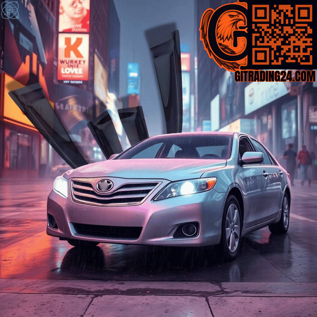 GIT Rain Guard Side Window Wind Deflector for 2007-2011 Toyota Camry: Out-Channel, Easy Mount, Tinted Smoke Black
