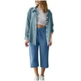 thumbnail image 2 of Soki Women 2 Piece Linen Sets Button Down Shirt and Drawstring Capri Pants Set Summer Outfits, 2 of 5