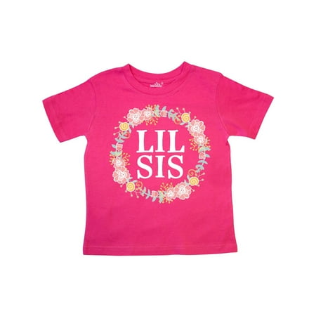 

Inktastic Lil Sis Rose Floral Wreath Sister Gift Toddler Toddler Girl T-Shirt