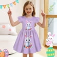 thumbnail image 2 of Rggeeun Easter Bunny Print Girls Dress Flutter Sleeve O-Neck Party Dress Toddler Dresses Breathable Casual Sundress, 2 of 4