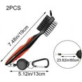 thumbnail image 2 of 2 Pack Golf Club Brushes Golf Club Cleaners Golf Dual-Bristle Brushes with Retractable Zip-line and Carabiner for Cleaning Golf Shoes Golf Ball Groove Golf Club, 2 of 5