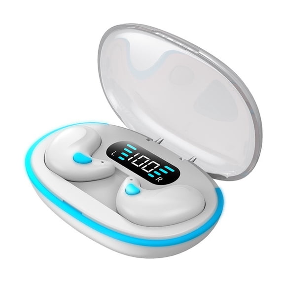X55 Sleep Bluetooth Headphones - Bone Conduction Mini Noise-Canceling Ultra Long Battery Life Wireless Bluetooth Headphones with Digital Display,white