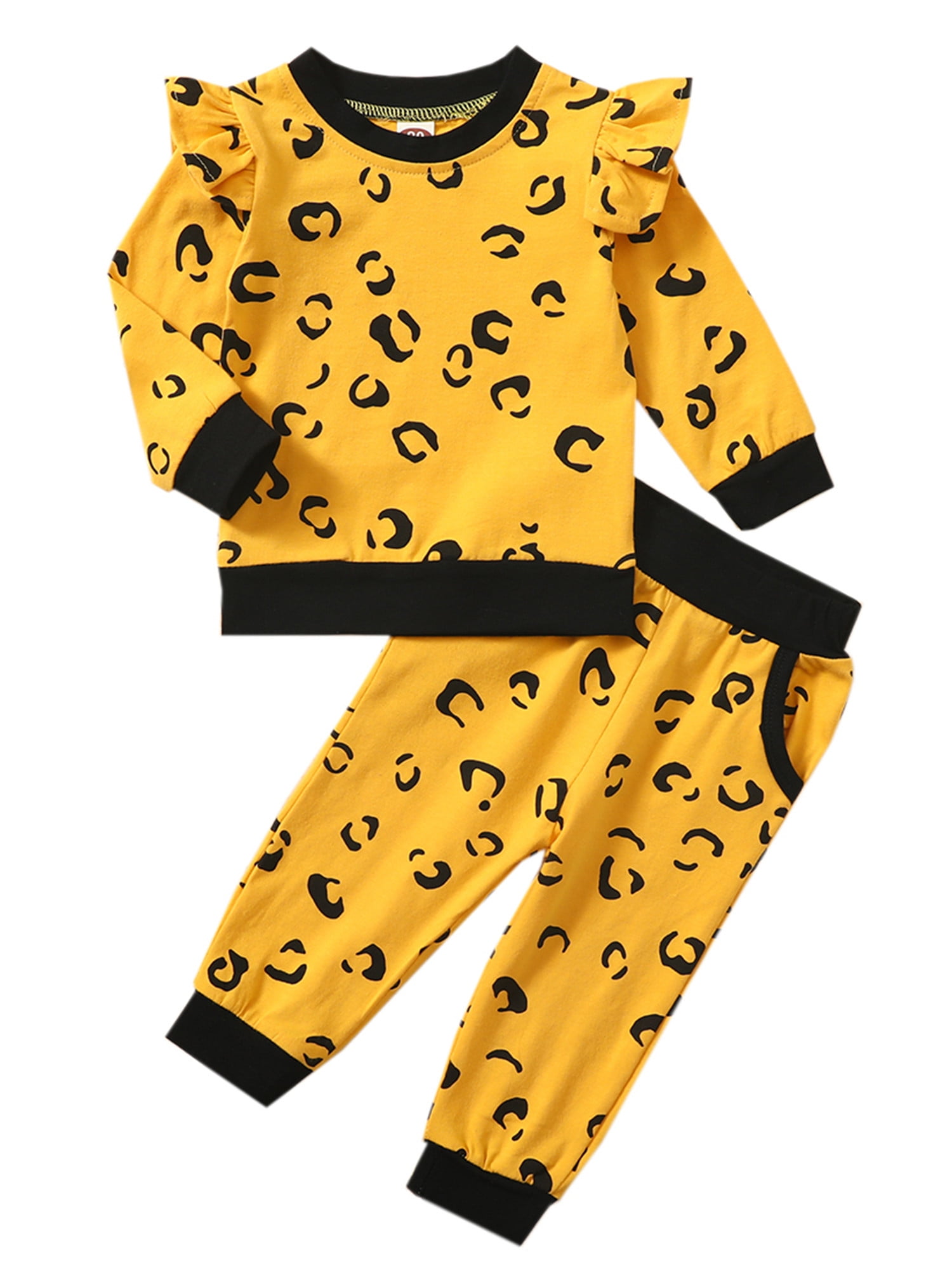 Toddler Kid Baby Girl/&Boy Long Sleeve Leopard Top+Pants pajamas Sleepwear Outfit