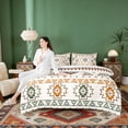 thumbnail image 4 of Erosebridal Bohemian Geometric Twin Bedding Sets, Beige Green Orange Aztec Bedding Comforter Set, Reversible 7pcs, 4 of 6