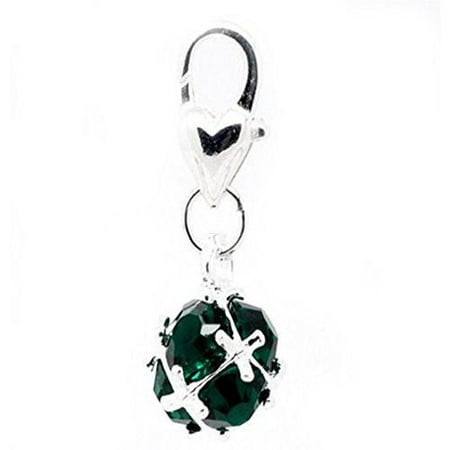 Dangle Birthstones Jewelry - May Birthstone Dangle Charm Pendant for European Clip on Charm Jewelry w/ Lobster Clasp