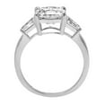 thumbnail image 2 of 3.5 ct Asscher Cut Real Genuine Natural Diamond VS1-VS2 I-J 14K White Gold Three-Stone Promise Wedding Statement Engagement Designer Ring W/ Crystal side stones size 4, 2 of 7