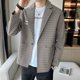 thumbnail image 2 of Abrigo a rayas para hombre, blazer marrón para fiesta, chaqueta de traje para hombre, original, nuevo, de verano, elegante, estilo coreano, ropa prémium para primavera, 2 of 5