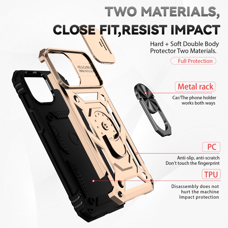 Techcircle iPhone 13 Pro Case with Build-in Screen Protector, Hybrid Rugged Full Body Protection Shockproof Anti-Scratch Transparent Clear PC Back Cover for