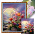 thumbnail image 1 of Kit de punto de cruz Wdftyju con estampado de tulipanes al atardecer bordado completo de algodón ecológico 14CT 40x50cm, 1 of 9