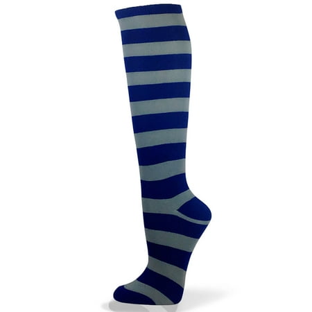 

COUVER [KSTR01] 1 Stripe Fashion/Costume Knee High Socks Blue / Light Gray 1PR