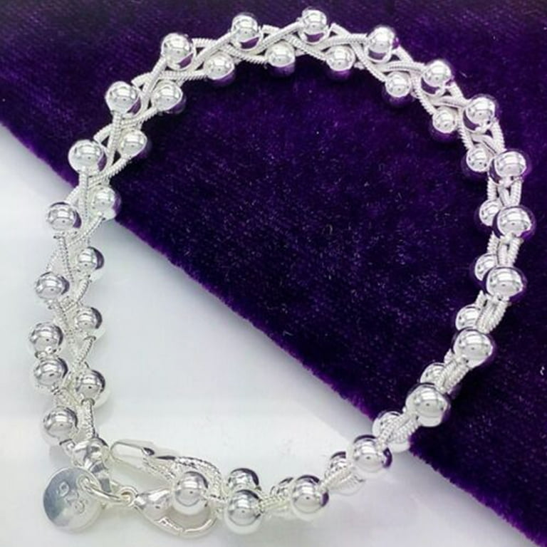 Shulemin Women 925 Sterling Silver Beads Party Chain Bracelet