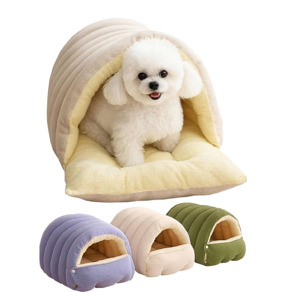 Pet Nest Mat, Removable and Washable Winter Closed-Off Cat Bed (White)