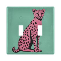 Yayeee Toggle Light Switch Wall Plate 2-Gang 4.56"x4.48" Decorative Outlet Cover, Pink Cheetah