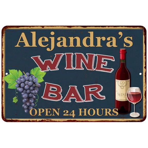 Alejandra's Green Wine Bar Wall Decor Kitchen Gift 8x12 Metal 108120043984