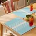 thumbnail image 4 of Aqua Beige Striped Placemats Set of 8 Modern Farmhouse Retro Lines Place Mats Indoor Wipeable Table Mats Washable Cloth Dining Table Placemats for Kitchen Holiday Party Home Decor 13x19 Inch, 4 of 9