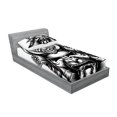 thumbnail image 2 of Ambesonne Japanese Fitted Sheet & Pillow Sham Set, Samurai Martial, Twinxl, Black White, 2 of 2