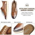 thumbnail image 2 of Mens Casual Dress Shoes Genuine Leather Plain Toe Mens Dress Sneakers Lightweight Comfortable Business Casual Oxford Shoes for Men, 2 of 6