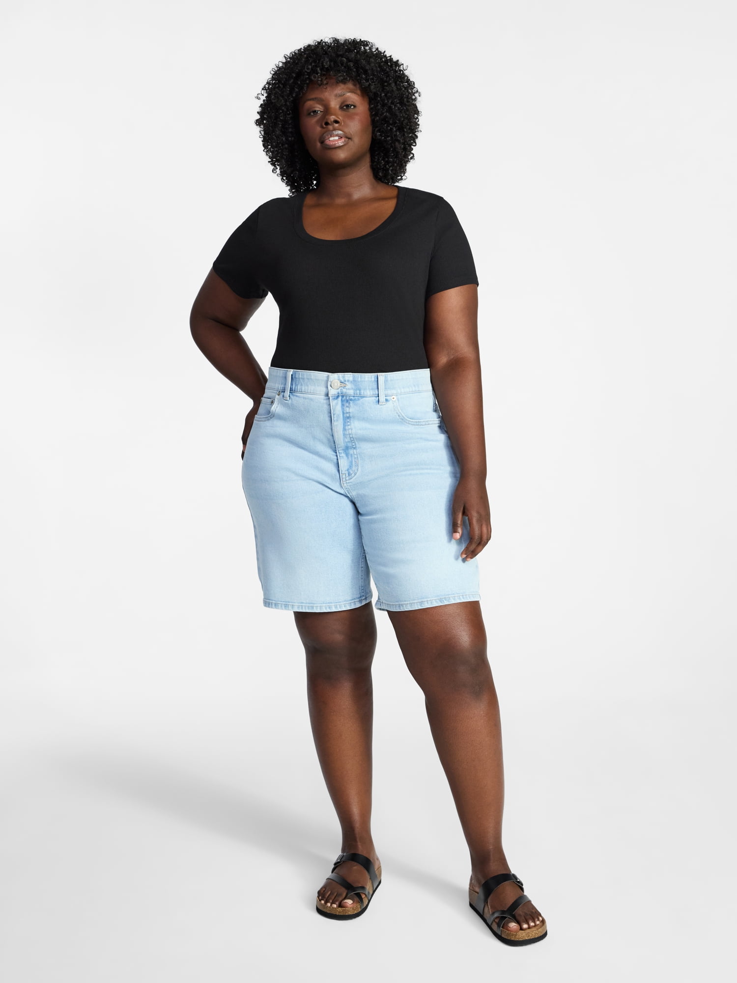 Terra & Sky Women's Plus Size Bermuda Shorts, 9" Inseam, Sizes 16W-26W