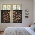 thumbnail image 3 of Boho Black Flowers Kitchen Curtain for Berdoom Living Room Cafe 45 Inch Length, Spring Abstract Watercolor Floral Leaf Tiers Curtains Light Filtering Drapes Window Treatment 2 Panels 52"Wx45"L, 3 of 8