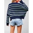 thumbnail image 5 of Women'S Sweater Fall Crew Neck Batwing Sleeve Pullover Sweaters Blue-Green M, 5 of 7