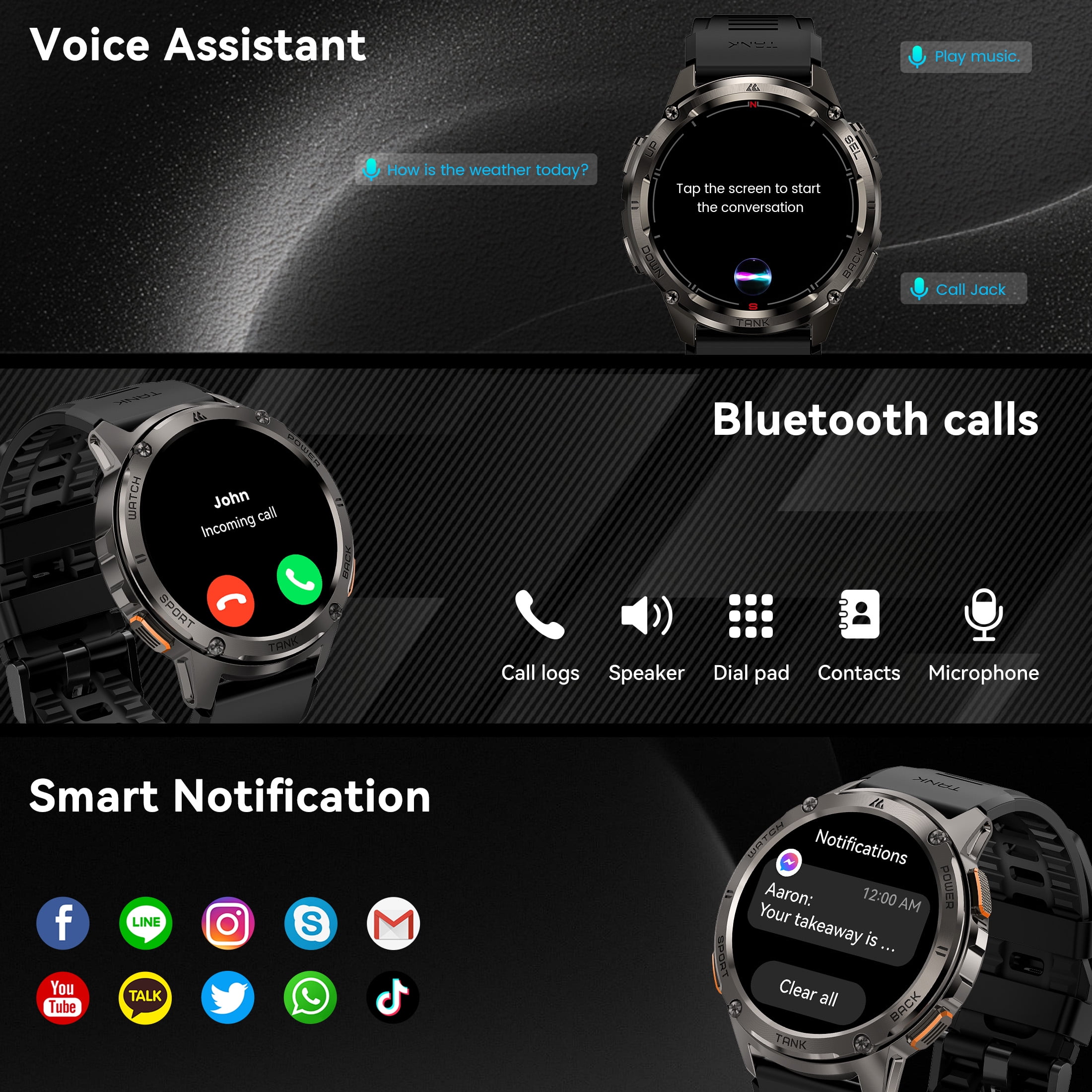Smart Watch for Android and iPhone 1.43" AMOLED Display Smartwatch for Men Women 170 Sports Modes Fitness Tracker with 50M Waterproof